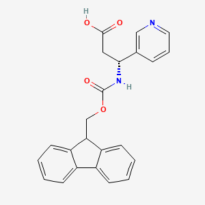 (R)-3-((((9H-Fluoren-9-yl)methoxy)carbonyl)amino)-3-(pyridin-3-yl)propanoic acid chemical structure (CAS 511272-43-8)