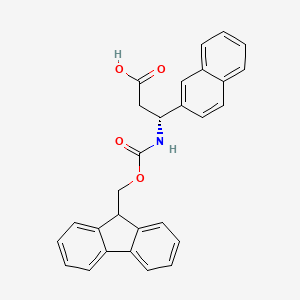 (R)-3-((((9H-Fluoren-9-yl)methoxy)carbonyl)amino)-3-(naphthalen-2-yl)propanoic acid chemical structure (CAS 511272-48-3)