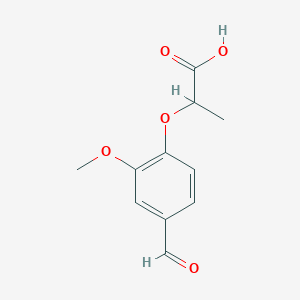 2-(4-Formyl-2-methoxyphenoxy)propanoic acid chemical structure (CAS 51264-79-0)