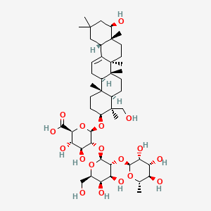 (2S,3S,4S,5R,6R)-5-(((2S,3R,4S,5R,6R)-4,5-Dihydroxy-6-(hydroxymethyl)-3-(((2S,3R,4R,5R,6S)-3,4,5-trihydroxy-6-methyltetrahydro-2H-pyran-2-yl)oxy)tetrahydro-2H-pyran-2-yl)oxy)-3,4-dihydroxy-6-(((3S,4S,4aR,6aR,6bS,8aR,9R,12aS,14aR,14bR)-9-hydroxy-4-(hydroxymethyl)-4,6a,6b,8a,11,11,14b-heptamethyl-1,2,3,4,4a,5,6,6a,6b,7,8,8a,9,10,11,12,12a,14,14a,14b-icosahydropicen-3-yl)oxy)tetrahydro-2H-pyran-2-carboxylic acid chemical structure (CAS 51330-27-9)