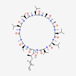 (3S,6S,9S,12R,15S,18S,21S,24S,30S,33S)-30-Ethyl-33-((1R,2R,E)-1-hydroxy-2-methylhepta-4,6-dien-1-yl)-6,9,18,24-tetraisobutyl-3,21-diisopropyl-1,4,7,10,12,15,19,25,28-nonamethyl-1,4,7,10,13,16,19,22,25,28,31-undecaazacyclotritriacontan-2,5,8,11,14,17,20,23,26,29,32-undecaone chemical structure (CAS 515814-01-4)