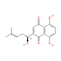 (S)-5,8-Dihydroxy-2-(1-hydroxy-4-methylpent-3-en-1-yl)naphthalene-1,4-dione chemical structure (CAS 517-88-4)