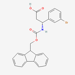 (R)-3-((((9H-Fluoren-9-yl)methoxy)carbonyl)amino)-3-(3-bromophenyl)propanoic acid chemical structure (CAS 517905-85-0)