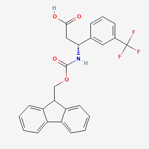 (R)-3-((((9H-Fluoren-9-yl)methoxy)carbonyl)amino)-3-(3-(trifluoromethyl)phenyl)propanoic acid chemical structure (CAS 517905-87-2)