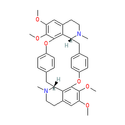 (11R,51R)-16,17,56,57-Tetramethoxy-12,52-dimethyl-11,12,13,14,51,52,53,54-octahydro-2,6-dioxa-1(8,1),5(1,8)-diisoquinolina-3,7(1,4)-dibenzenacyclooctaphane chemical structure (CAS 518-94-5)