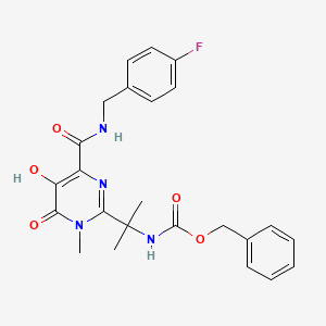 Benzyl [1-[4-[[(4-fluorobenzyl)amino]carbonyl]-5-hydroxy-1-methyl-6-oxo-1,6-dihydropyrimidin-2-yl]-1-methylethyl]carbamate chemical structure (CAS 518048-02-7)