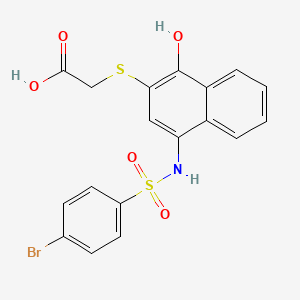 2-((4-(4-Bromophenylsulfonamido)-1-hydroxynaphthalen-2-yl)thio)acetic acid chemical structure (CAS 518303-20-3)