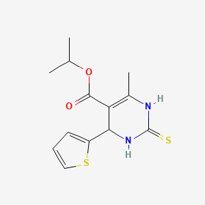 Isopropyl 6-methyl-4-(thiophen-2-yl)-2-thioxo-1,2,3,4-tetrahydropyrimidine-5-carboxylate chemical structure (CAS 518982-84-8)