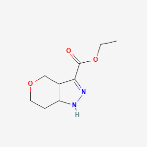 Ethyl 1,4,6,7-tetrahydropyrano[4,3-c]pyrazole-3-carboxylate chemical structure (CAS 518990-21-1)