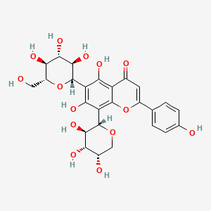 5,7-Dihydroxy-2-(4-hydroxyphenyl)-6-((2S,3R,4R,5S,6R)-3,4,5-trihydroxy-6-(hydroxymethyl)tetrahydro-2H-pyran-2-yl)-8-((2S,3R,4S,5S)-3,4,5-trihydroxytetrahydro-2H-pyran-2-yl)-4H-chromen-4-one chemical structure (CAS 51938-32-0)