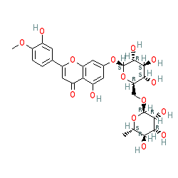 5-Hydroxy-2-(3-hydroxy-4-methoxyphenyl)-7-(((2S,3R,4S,5S,6R)-3,4,5-trihydroxy-6-((((2R,3R,4R,5R,6S)-3,4,5-trihydroxy-6-methyltetrahydro-2H-pyran-2-yl)oxy)methyl)tetrahydro-2H-pyran-2-yl)oxy)-4H-chromen-4-one chemical structure (CAS 520-27-4)