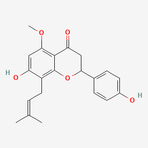 7-Hydroxy-2-(4-hydroxyphenyl)-5-methoxy-8-(3-methylbut-2-en-1-yl)chroman-4-one chemical structure (CAS 521-48-2)