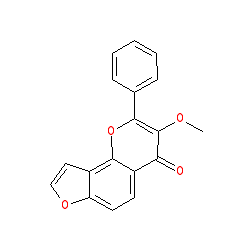 3-Methoxy-2-phenyl-4H-furo[2,3-h]chromen-4-one chemical structure (CAS 521-88-0)
