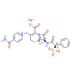Sodium (6R,7R)-3-((4-carbamoylpyridin-1-ium-1-yl)methyl)-8-oxo-7-((R)-2-phenyl-2-sulfonatoacetamido)-5-thia-1-azabicyclo[4.2.0]oct-2-ene-2-carboxylate chemical structure (CAS 52152-93-9)