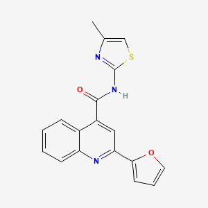 2-(Furan-2-yl)-N-(4-methylthiazol-2-yl)quinoline-4-carboxamide chemical structure (CAS 522639-94-7)