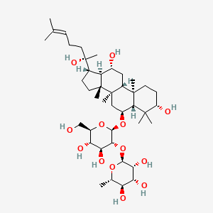 (2S,3R,4R,5R,6S)-2-(((2R,3R,4S,5S,6R)-2-(((3S,5R,6S,8R,9R,10R,12R,13R,14R,17S)-3,12-Dihydroxy-17-((S)-2-hydroxy-6-methylhept-5-en-2-yl)-4,4,8,10,14-pentamethylhexadecahydro-1H-cyclopenta[a]phenanthren-6-yl)oxy)-4,5-dihydroxy-6-(hydroxymethyl)tetrahydro-2H-pyran-3-yl)oxy)-6-methyltetrahydro-2H-pyran-3,4,5-triol chemical structure (CAS 52286-74-5)