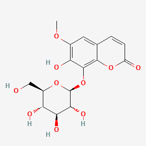 7-Hydroxy-6-methoxy-8-(((2S,3R,4S,5S,6R)-3,4,5-trihydroxy-6-(hydroxymethyl)tetrahydro-2H-pyran-2-yl)oxy)-2H-chromen-2-one chemical structure (CAS 524-30-1)