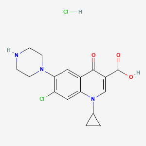 7-Chloro-1-cyclopropyl-4-oxo-6-(piperazin-1-yl)-1,4-dihydroquinoline-3-carboxylic acid hydrochloride chemical structure (CAS 526204-10-4)