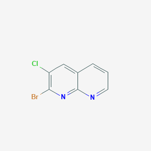 2-Bromo-3-chloro-1,8-naphthyridine chemical structure (CAS 52626-32-1)