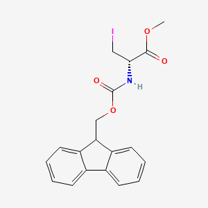 Methyl (S)-2-((((9H-fluoren-9-yl)methoxy)carbonyl)amino)-3-iodopropanoate chemical structure (CAS 527696-77-1)