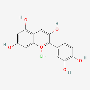 2-(3,4-Dihydroxyphenyl)-3,5,7-trihydroxychromenylium chloride chemical structure (CAS 528-58-5)