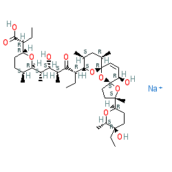 (R)-2-((2R,5S,6R)-6-((2S,3S,4S,6R)-6-((2S,5S,7R,9S,10S,12R,15R)-2-((2R,5R,6S)-5-Ethyl-5-hydroxy-6-methyltetrahydro-2H-pyran-2-yl)-15-hydroxy-2,10,12-trimethyl-1,6,8-trioxadispiro[4.1.57.35]pentadec-13-en-9-yl)-3-hydroxy-4-methyl-5-oxooctan-2-yl)-5-methyltetrahydro-2H-pyran-2-yl)butanoic acid chemical structure (CAS 53003-10-4)