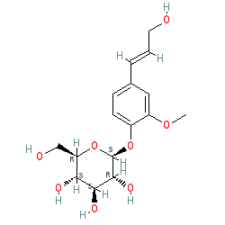 (2R,3S,4S,5R,6S)-2-(Hydroxymethyl)-6-(4-((E)-3-hydroxyprop-1-en-1-yl)-2-methoxyphenoxy)tetrahydro-2H-pyran-3,4,5-triol chemical structure (CAS 531-29-3)