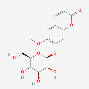 6-Methoxy-7-(((2S,3R,4S,5S,6R)-3,4,5-trihydroxy-6-(hydroxymethyl)tetrahydro-2H-pyran-2-yl)oxy)-2H-chromen-2-one chemical structure (CAS 531-44-2)
