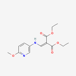 DIethyl 2-{[(6-methoxypyridin-3-yl)amino]methylene}malonate chemical structure (CAS 53241-90-0)