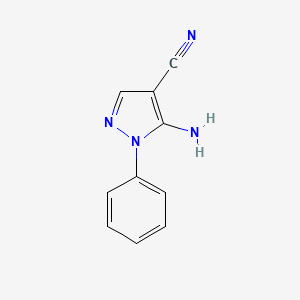 5-Amino-1-phenyl-1H-pyrazole-4-carbonitrile chemical structure (CAS 5334-43-0)