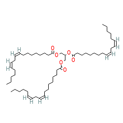 Propane-1,2,3-triyl (9Z,9'Z,9''Z,12Z,12'Z,12''Z)-tris(octadeca-9,12-dienoate) chemical structure (CAS 537-40-6)
