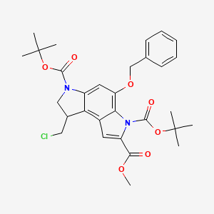 3,6-Di-tert-butyl 2-methyl 4-(benzyloxy)-8-(chloromethyl)-7,8-dihydropyrrolo[3,2-e]indole-2,3,6-tricarboxylate chemical structure (CAS 539856-46-7)