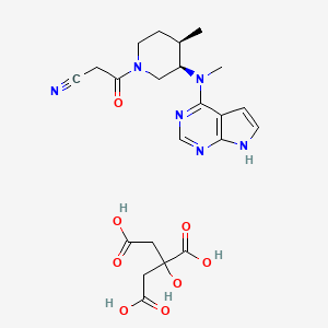 3-((3R,4R)-4-Methyl-3-(methyl(7H-pyrrolo[2,3-d]pyrimidin-4-yl)amino)piperidin-1-yl)-3-oxopropanenitrile 2-hydroxypropane-1,2,3-tricarboxylate chemical structure (CAS 540737-29-9)
