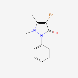 4-Bromo-1,5-dimethyl-2-phenyl-1H-pyrazol-3(2H)-one chemical structure (CAS 5426-65-3)