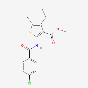 Methyl 2-(4-chlorobenzamido)-4-ethyl-5-methylthiophene-3-carboxylate chemical structure (CAS 544450-68-2)