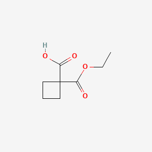 1-(Ethoxycarbonyl)cyclobutanecarboxylic acid chemical structure (CAS 54450-84-9)