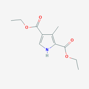 Diethyl 3-methyl-1H-pyrrole-2,4-dicarboxylate chemical structure (CAS 5448-16-8)