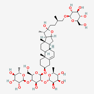 (2S,2'S,3R,3'R,4R,4'R,5R,5'R,6S,6'S)-6,6'-(((2R,3R,4S,5S,6R)-4-Hydroxy-2-(((4S,6aR,6bS,8aS,8bR,9S,10R,11aS,12aS,12bS)-10-hydroxy-6a,8a,9-trimethyl-10-((R)-3-methyl-4-(((2R,3R,4S,5S,6R)-3,4,5-trihydroxy-6-(hydroxymethyl)tetrahydro-2H-pyran-2-yl)oxy)butyl)-3,4,5,6,6a,6b,7,8,8a,8b,9,10,11a,12,12a,12b-hexadecahydro-1H-naphtho[2',1':4,5]indeno[2,1-b]furan-4-yl)oxy)-6-(hydroxymethyl)tetrahydro-2H-pyran-3,5-diyl)bis(oxy))bis(2-methyltetrahydro-2H-pyran-3,4,5-triol) chemical structure (CAS 55056-80-9)