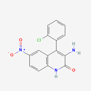 3-Amino-4-(2-chlorophenyl)-6-nitroquinolin-2(1H)-one chemical structure (CAS 55198-89-5)
