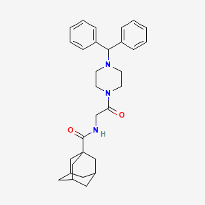 N-(2-(4-Benzhydrylpiperazin-1-yl)-2-oxoethyl)adamantane-1-carboxamide chemical structure (CAS 554438-52-7)