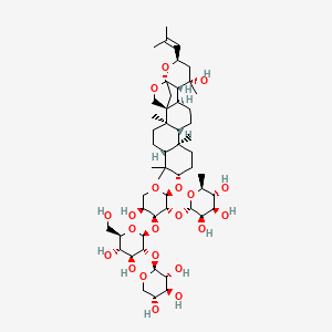 (2S,3R,4R,5R,6S)-2-(((2S,3R,4S,5S)-4-(((2S,3R,4S,5S,6R)-4,5-Dihydroxy-6-(hydroxymethyl)-3-(((2S,3R,4S,5R)-3,4,5-trihydroxytetrahydro-2H-pyran-2-yl)oxy)tetrahydro-2H-pyran-2-yl)oxy)-5-hydroxy-2-(((1S,3R,4aS,6aS,6bR,8aR,10S,12aR,12bR,14aR,14bS)-1-hydroxy-1,6b,9,9,12a-pentamethyl-3-(2-methylprop-1-en-1-yl)hexadecahydro-1H,6H-4a,6a-methanonaphtho[1,2-h]pyrano[2,3-c]isochromen-10-yl)oxy)tetrahydro-2H-pyran-3-yl)oxy)-6-methyltetrahydro-2H-pyran-3,4,5-triol chemical structure (CAS 55466-05-2)