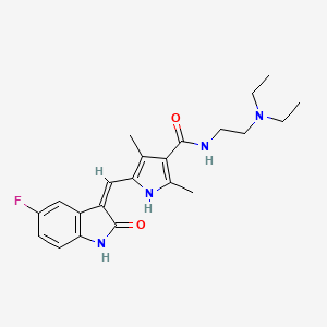 (Z)-N-(2-(Diethylamino)ethyl)-5-((5-fluoro-2-oxoindolin-3-ylidene)methyl)-2,4-dimethyl-1H-pyrrole-3-carboxamide chemical structure (CAS 557795-19-4)