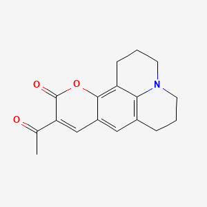 10-Acetyl-2,3,6,7-tetrahydro-1H,5H,11H-pyrano[2,3-f]pyrido[3,2,1-ij]quinolin-11-one chemical structure (CAS 55804-67-6)