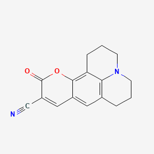 11-Oxo-2,3,6,7-tetrahydro-1H,5H,11H-pyrano[2,3-f]pyrido[3,2,1-ij]quinoline-10-carbonitrile chemical structure (CAS 55804-68-7)