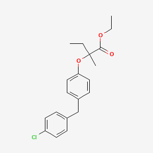Ethyl 2-(4-(4-chlorobenzyl)phenoxy)-2-methylbutanoate chemical structure (CAS 55937-99-0)