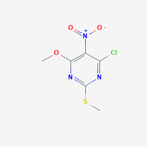 4-Chloro-6-methoxy-2-(methylthio)-5-nitropyrimidine chemical structure (CAS 56032-35-0)