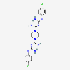 N1,N4-Bis(N-(4-chlorophenyl)carbamimidoyl)piperazine-1,4-bis(carboximidamide) chemical structure (CAS 5636-92-0)