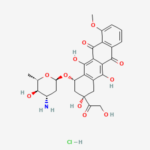 (8S,10S)-10-(((2R,4S,5R,6S)-4-Amino-5-hydroxy-6-methyltetrahydro-2H-pyran-2-yl)oxy)-6,8,11-trihydroxy-8-(2-hydroxyacetyl)-1-methoxy-7,8,9,10-tetrahydrotetracene-5,12-dione hydrochloride chemical structure (CAS 56390-09-1)