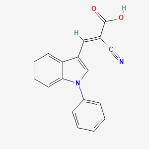 2-Cyano-3-(1-phenyl-1H-indol-3-yl)acrylic acid chemical structure (CAS 56396-35-1)