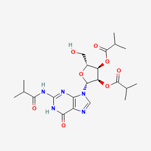 (2R,3R,4R,5R)-2-(Hydroxymethyl)-5-(2-isobutyramido-6-oxo-3,6-dihydro-9H-purin-9-yl)tetrahydrofuran-3,4-diyl bis(2-methylpropanoate) chemical structure (CAS 56489-75-9)